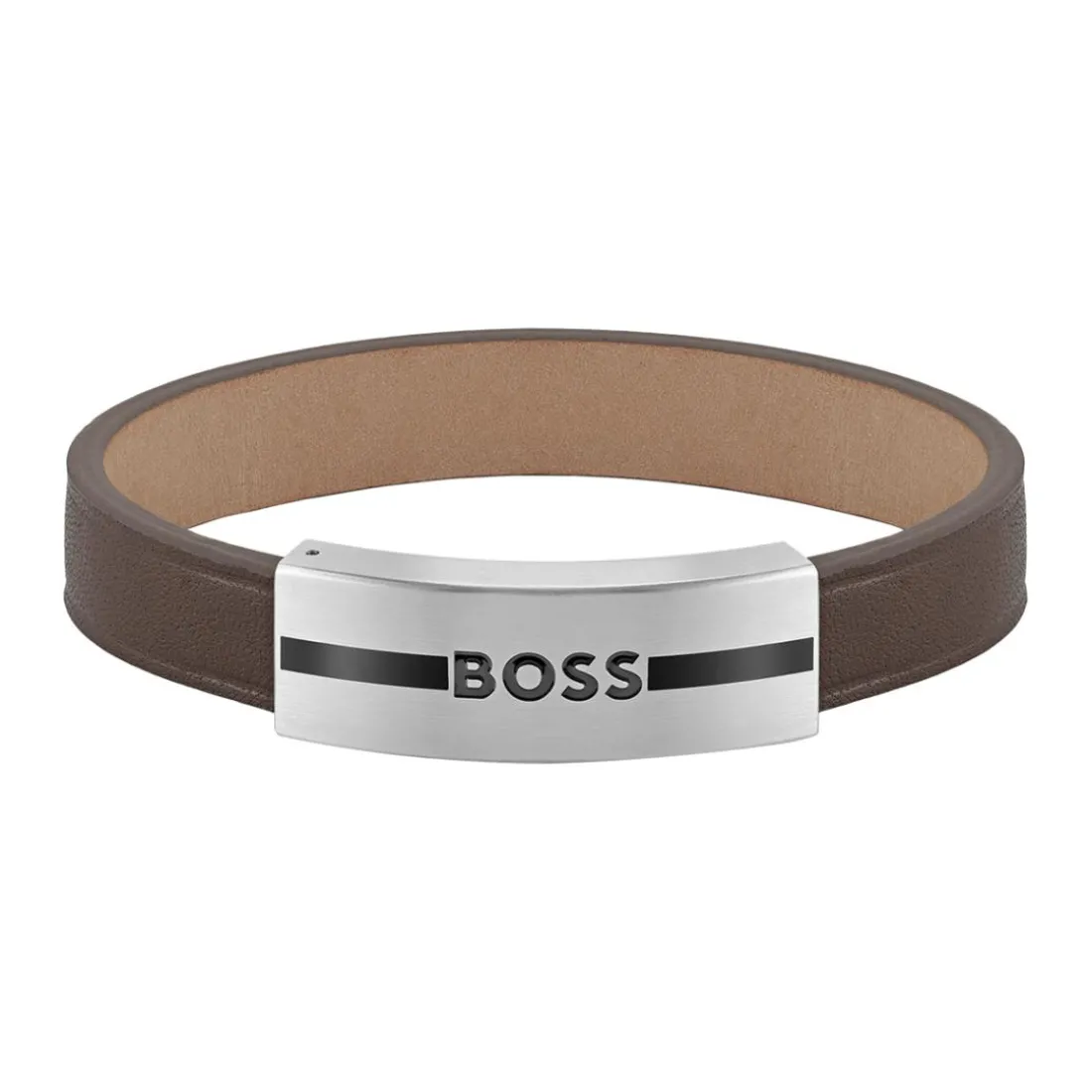 Bracelet Homme Boss Bijoux Luke - 1580496M Cuir, Acier Marron