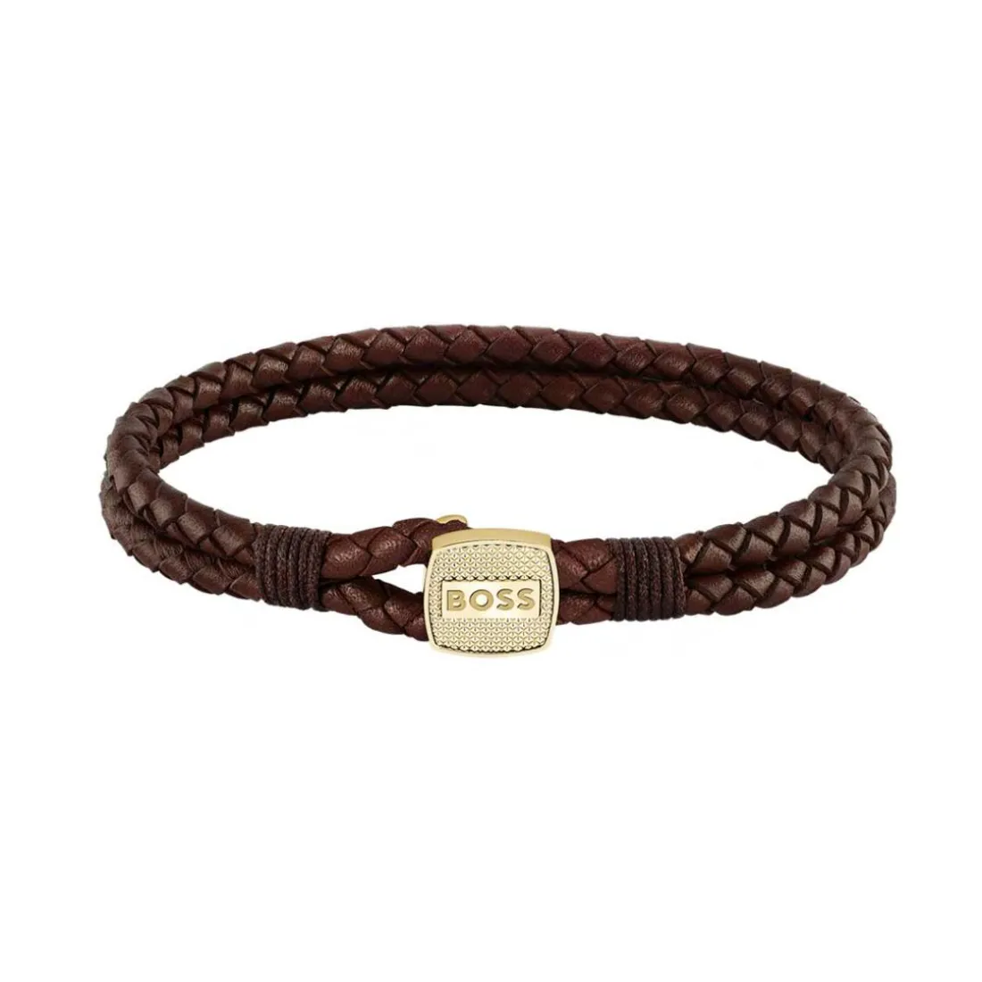 Bracelet Homme Boss Bijoux Seal - 1580667M Cuir, Acier Doré
