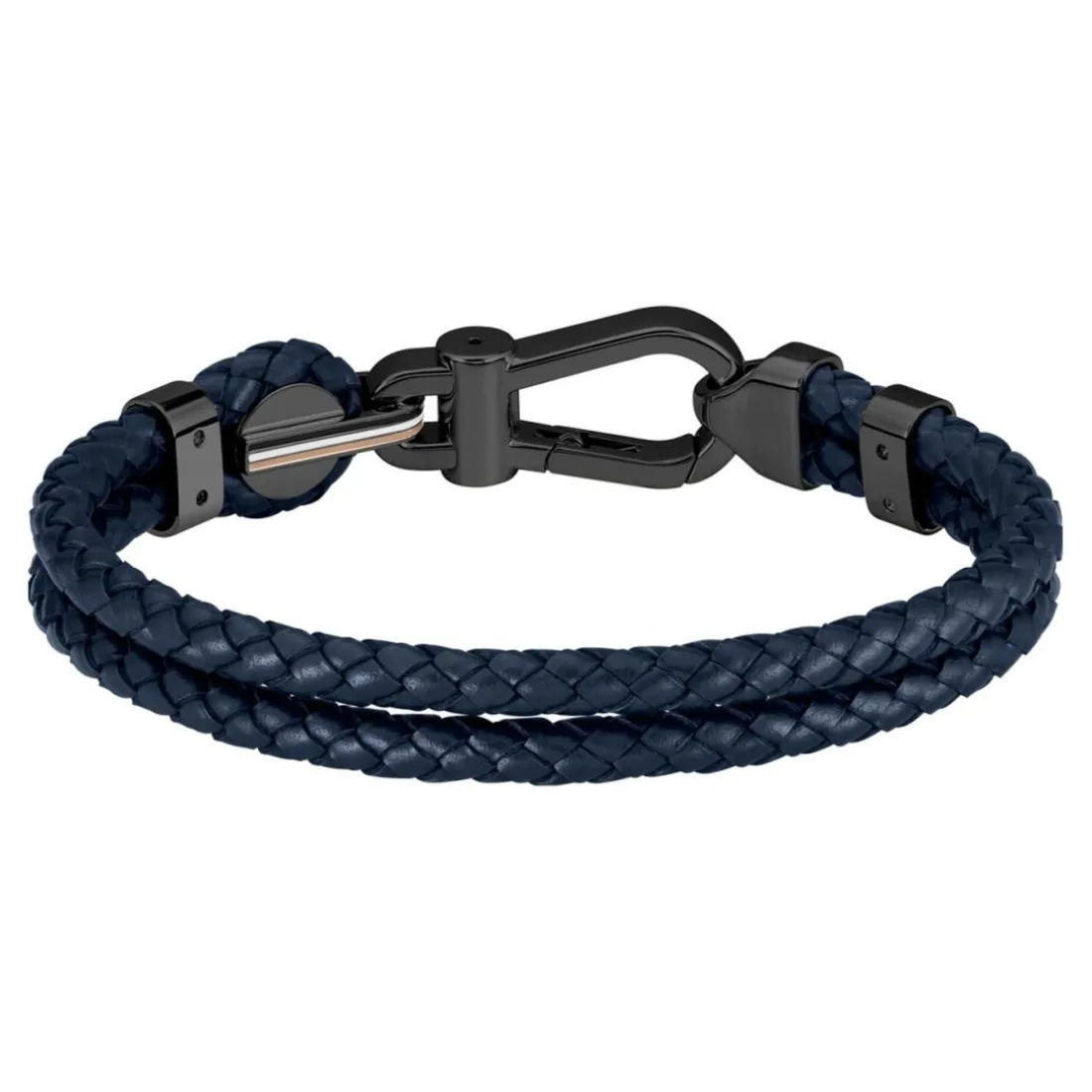 Bracelet Homme Boss Bijoux Ares Prime - 1580701M Acier, Cuir Bleu