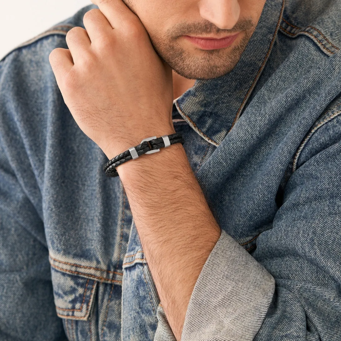 Bracelet Homme JF04202040 en cuir noir