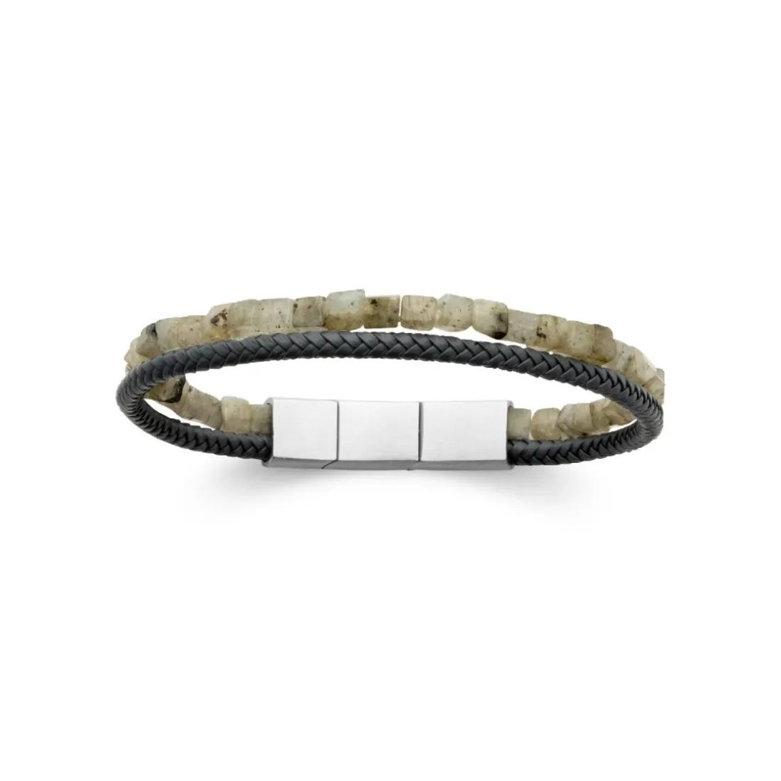 Bracelet Homme labradorite cuir noir Maison de la Bijouterie 3ZY0U5YZ