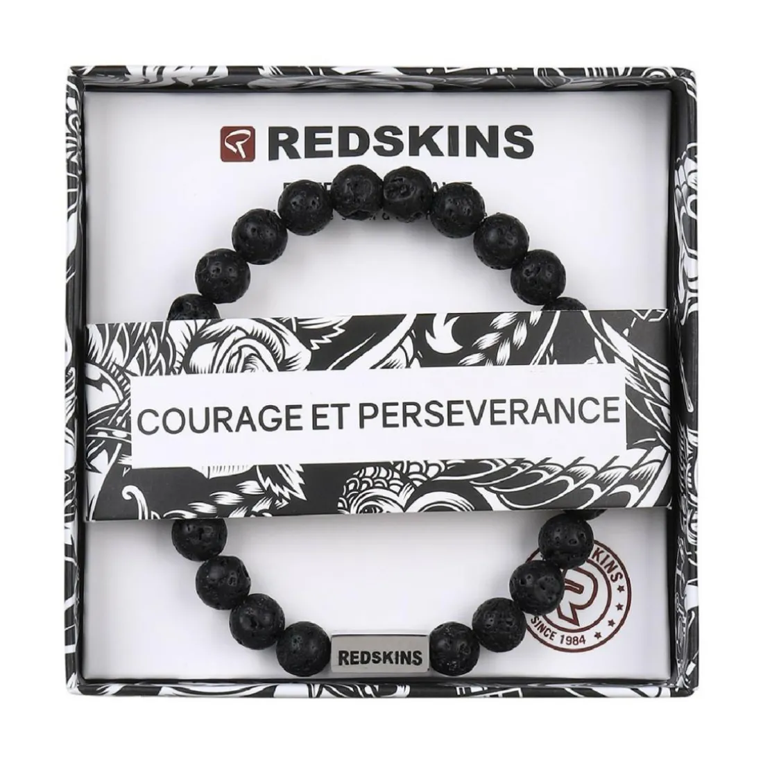Bracelet Homme Redskins Bijoux Pierre De Lave - 285709 Pierre Noir