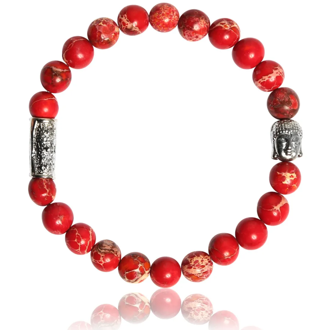Bracelet Lauren Steven Design ML056 - Bracelet En Pierre Naturelle Pierre Impériale Rouge Homme