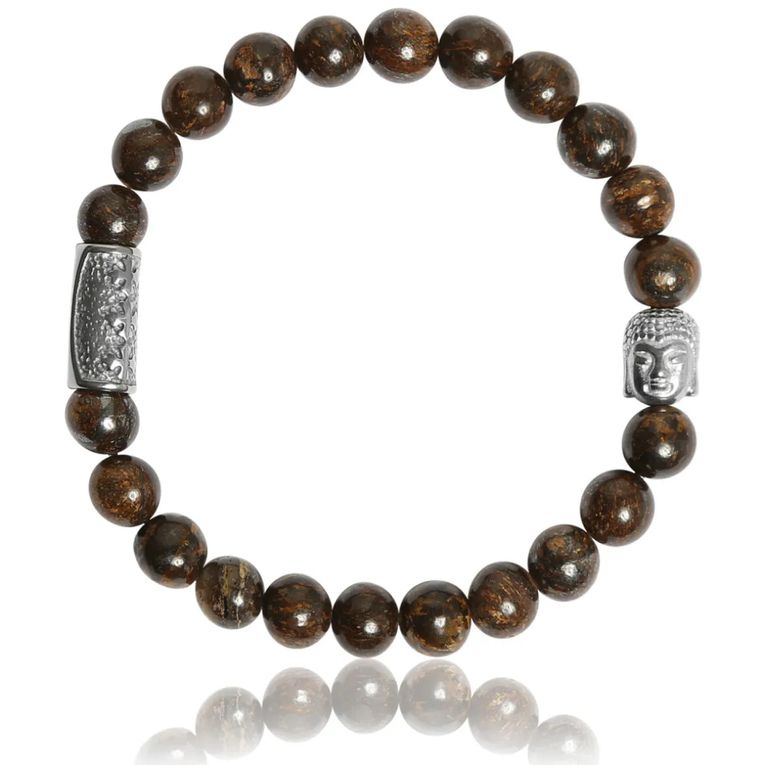 Bracelet Lauren Steven Design ML053 - Bracelet En Pierre Naturelle Bronzite Homme