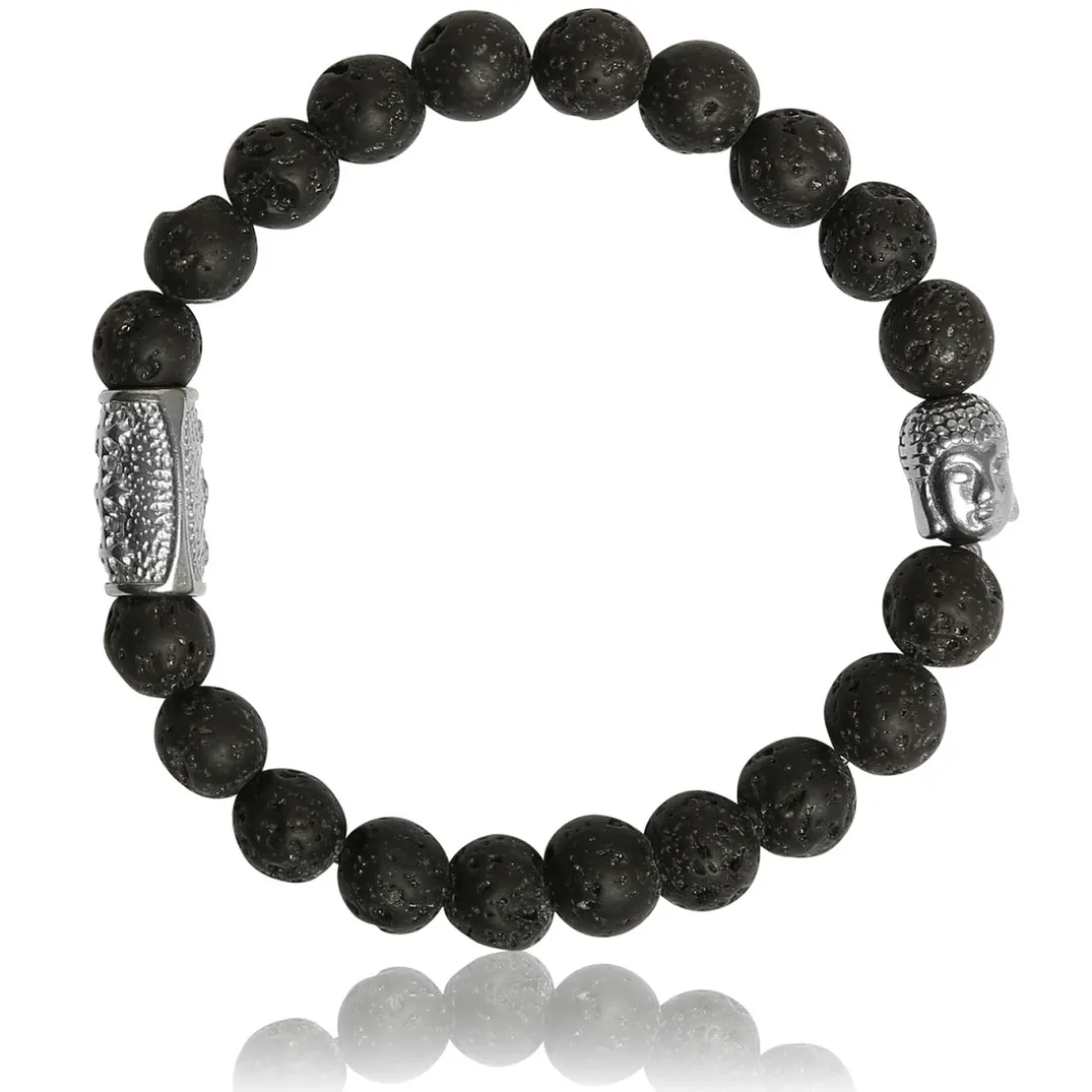 Bracelet Lauren Steven Design ML032 - Bracelet En Pierre Naturelle Pierre de Lave Homme
