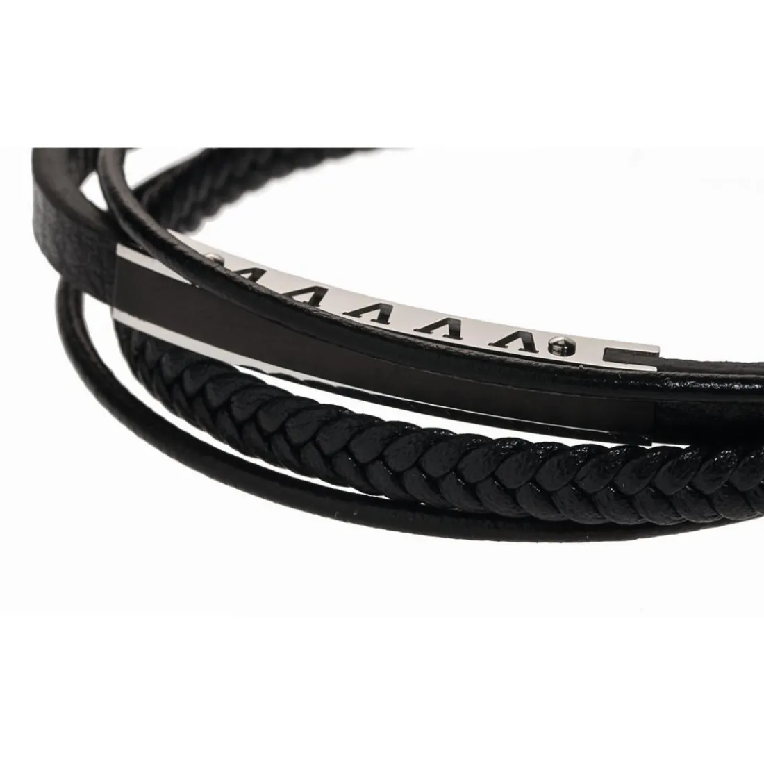 Bracelet Redskins Bijoux 285524 - Homme en Cuir Tressé et Acier