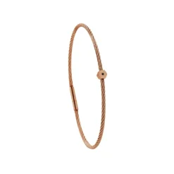 Bracelet acier marron motif hexagone avec diamant noir 1 mm