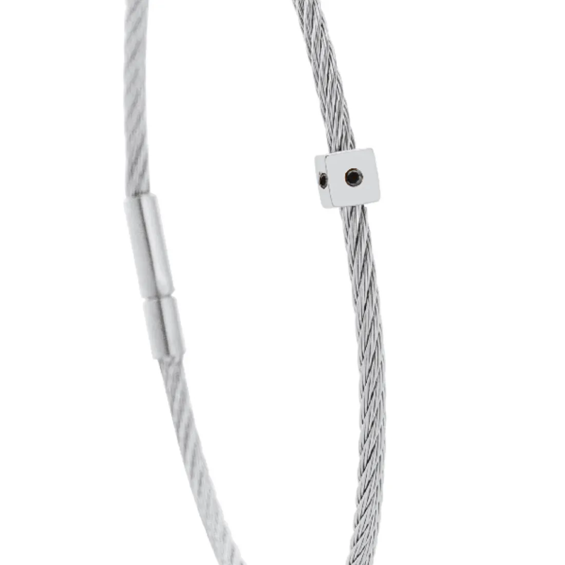 Bracelet acier motif cube avec 3 diamants noir 1 mm
