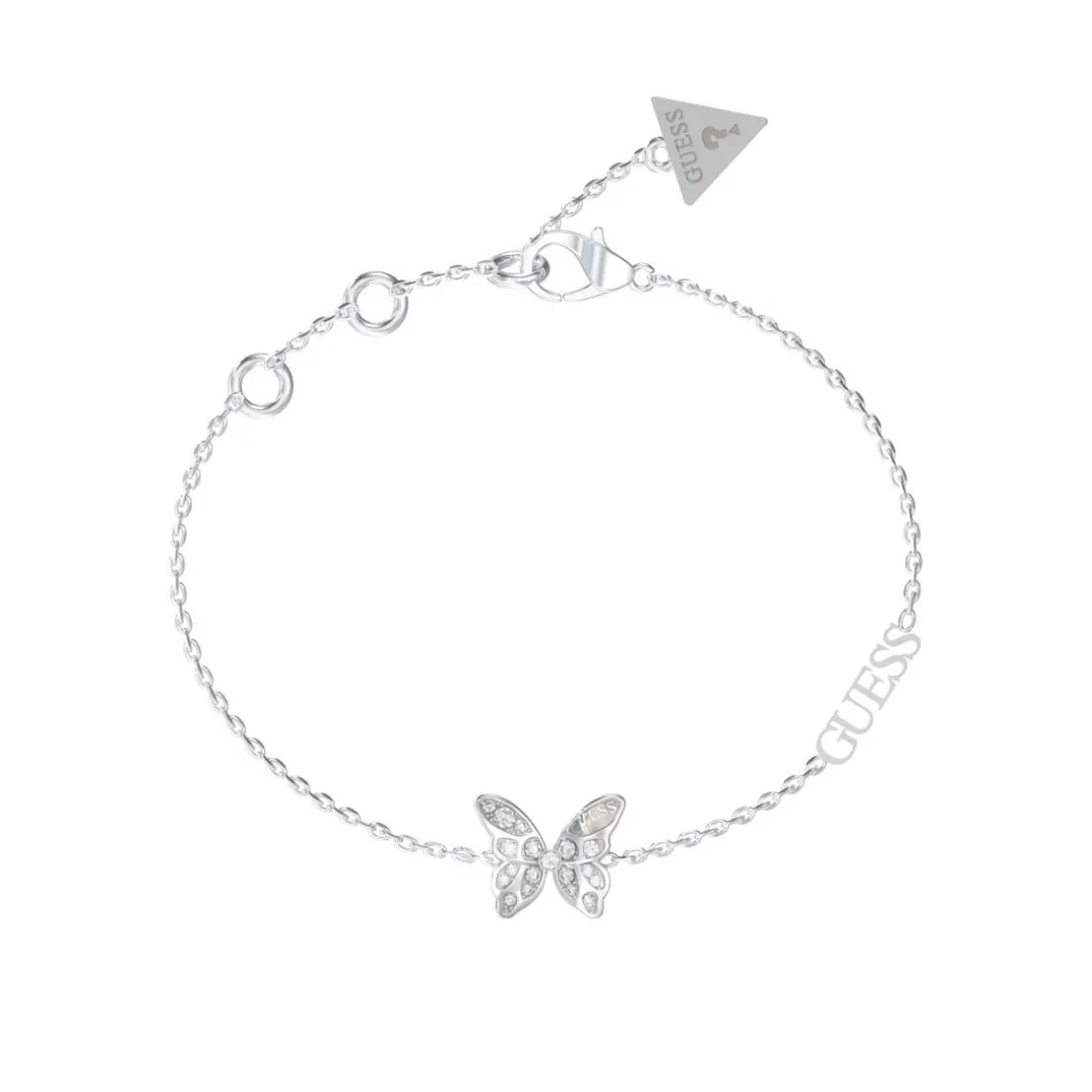 Bracelet Chrysalis Acier Rhodié Papillon Pavé De Zircons Cubiques