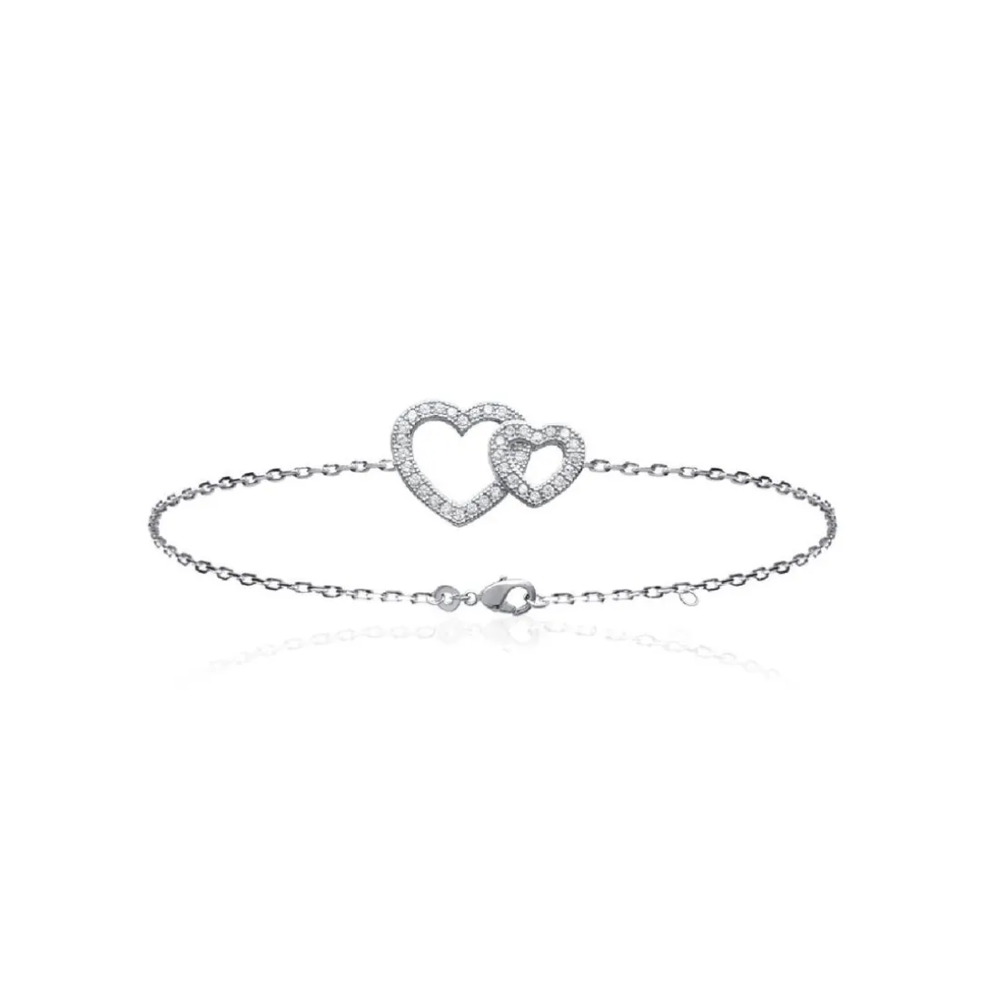 Bracelet Coeur femme argent rhodié blanc micro serti - VWZ6V6ZV