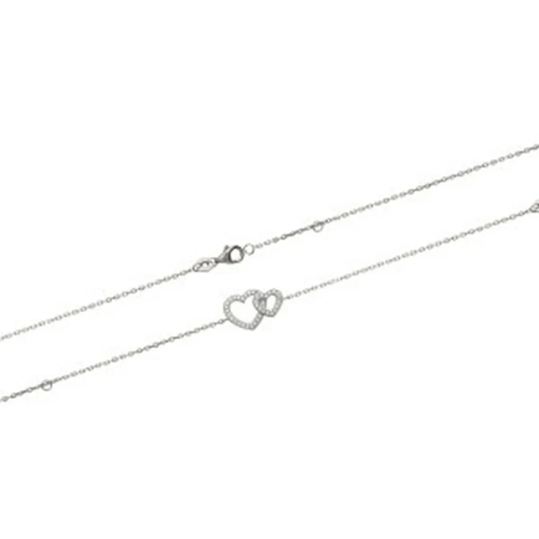 Bracelet Coeur femme argent rhodié blanc micro serti - VWZ6V6ZV