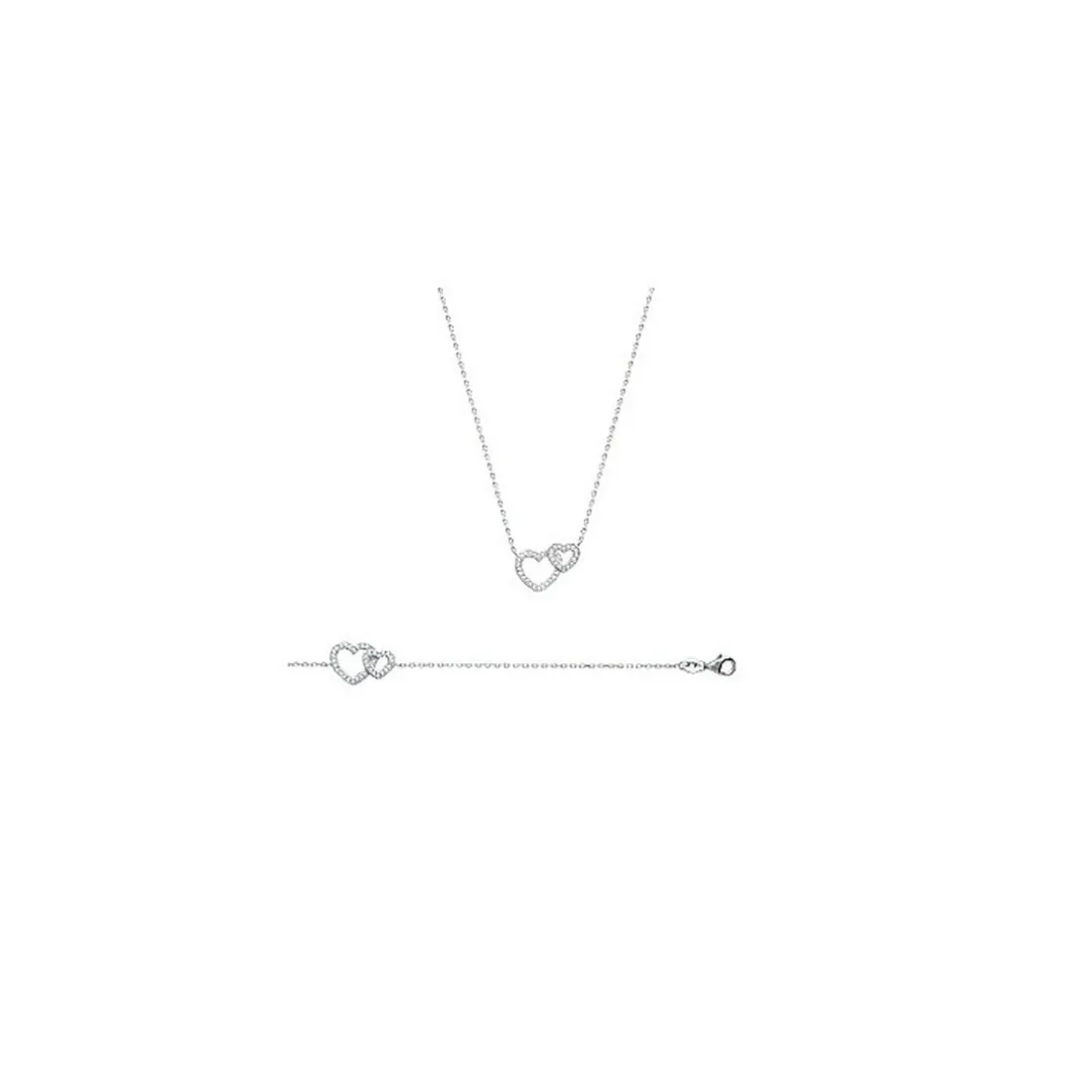 Bracelet Coeur femme argent rhodié blanc micro serti - VWZ6V6ZV
