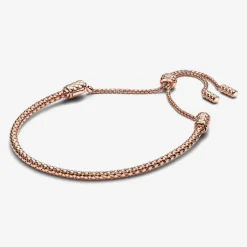 Bracelet Coulissant Chaîne Cloutée Doré Rose