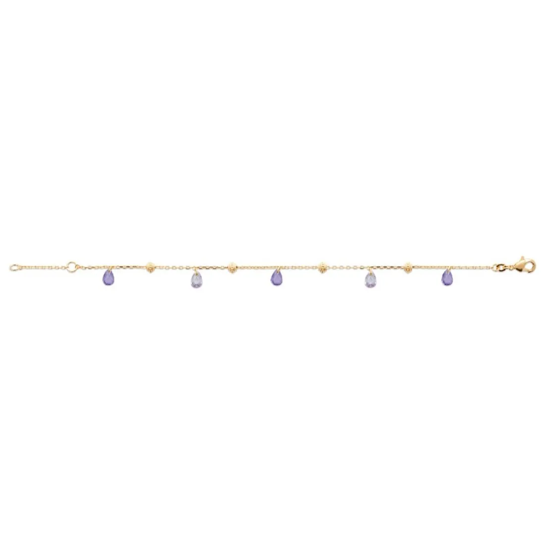 Bracelet fantaisie femme cristal violet plaqué or Maison de la Bijouterie UW404ZZV