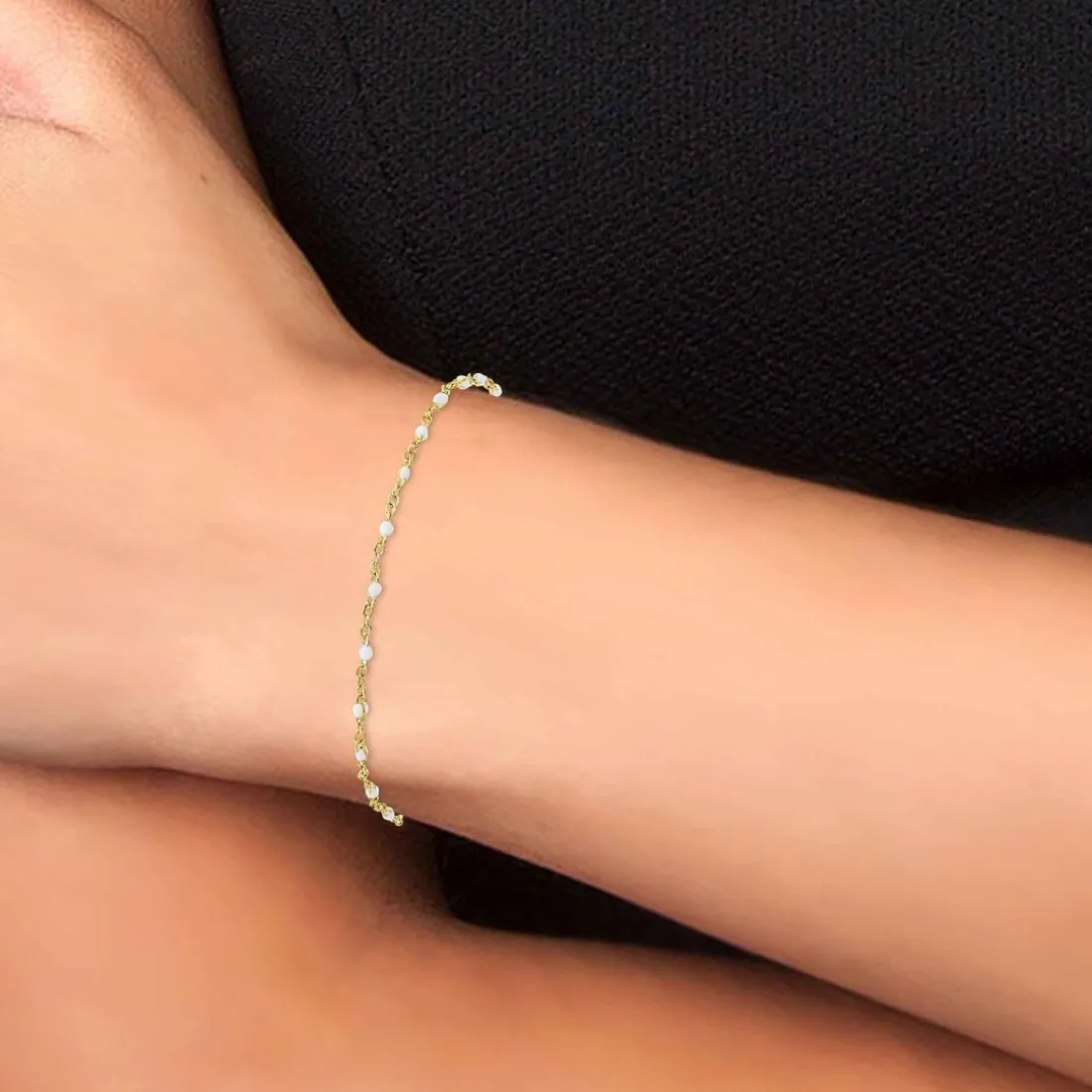 Bracelet Femme Angèle M B2395-BLANC - Acier Doré