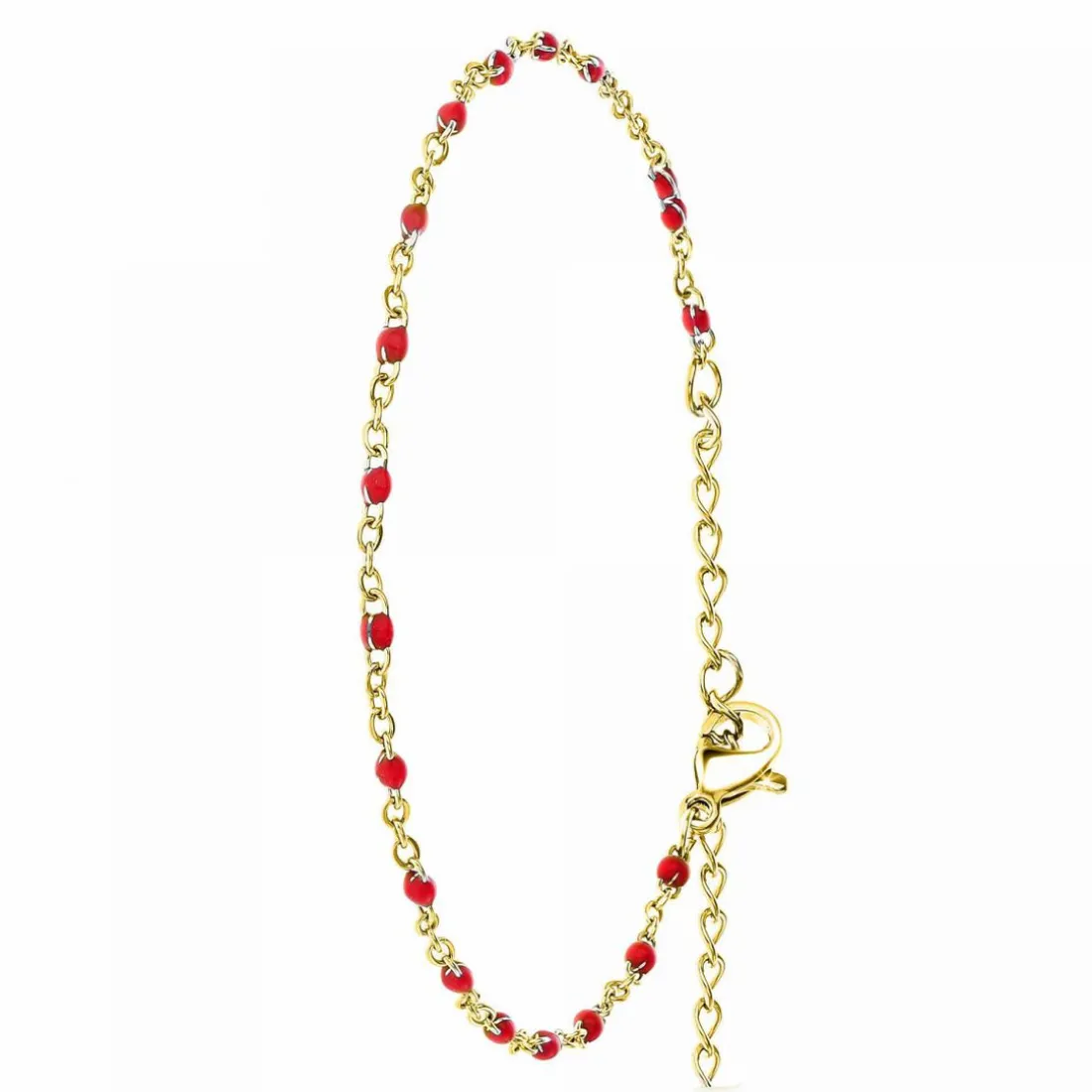 Bracelet Femme Angèle M - B2395-ROUGE Acier Doré