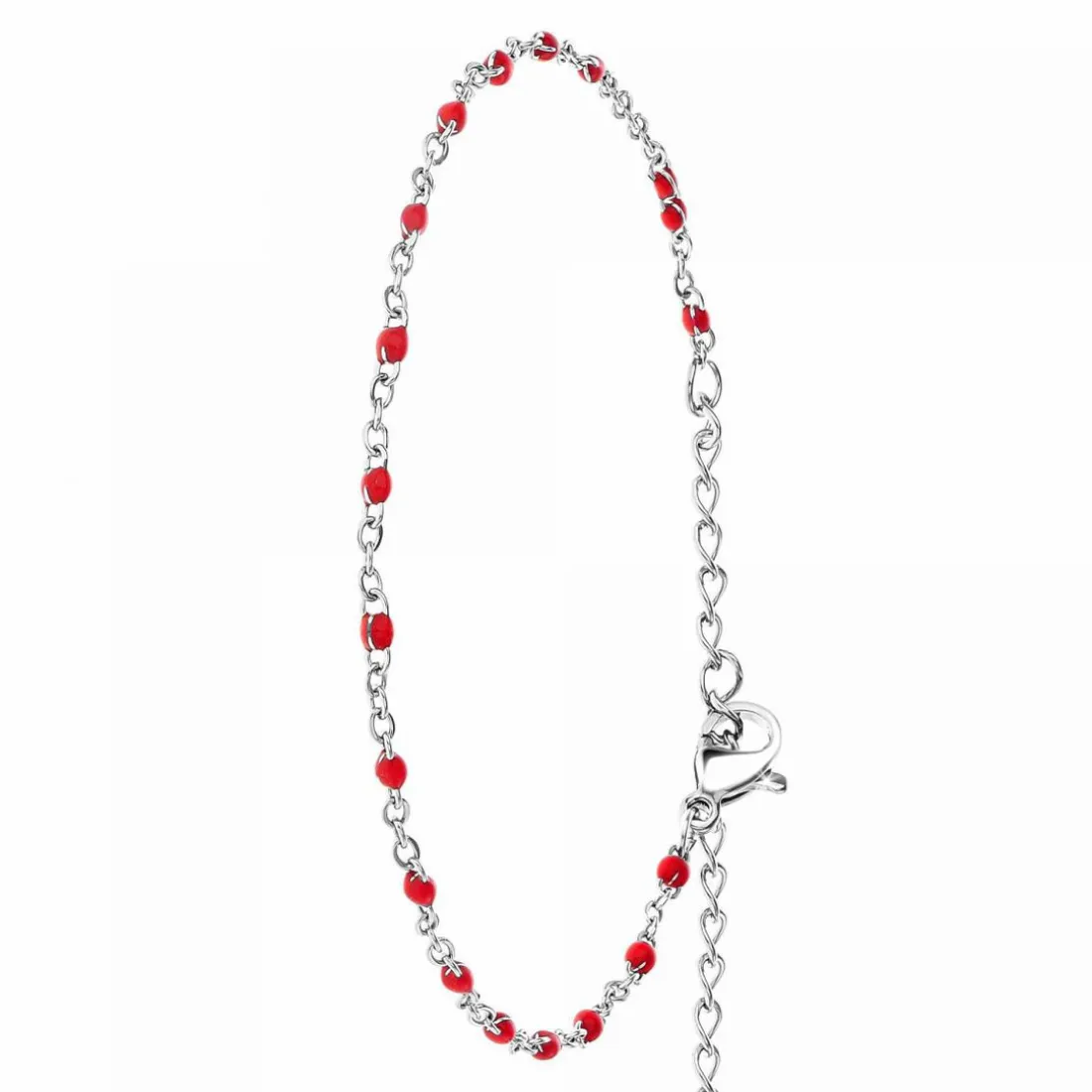 Bracelet Femme Angèle M - B2381-ROUGE Acier Argent