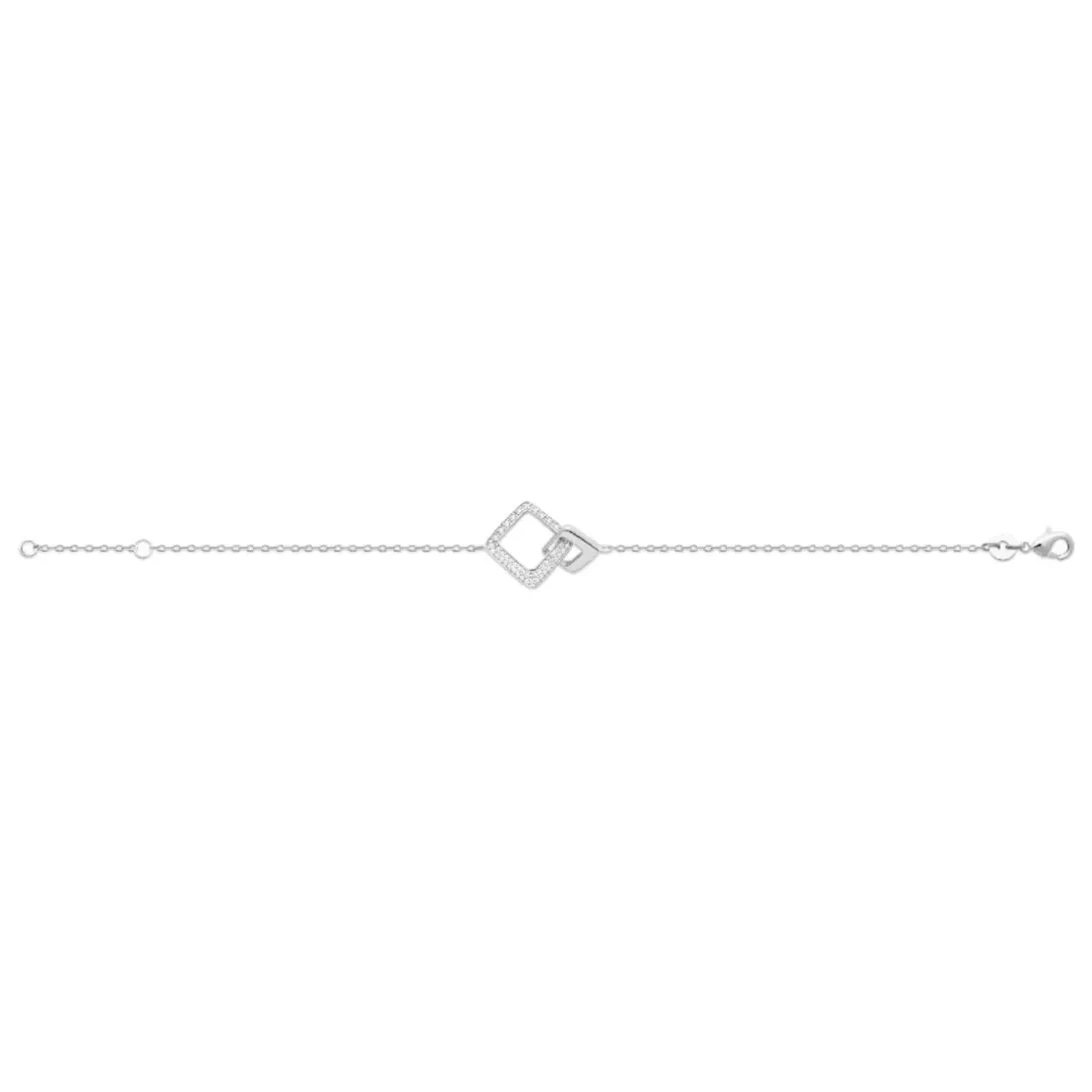 Bracelet femme argent double carré oxyde Maison de la Bijouterie VW3WZVZV