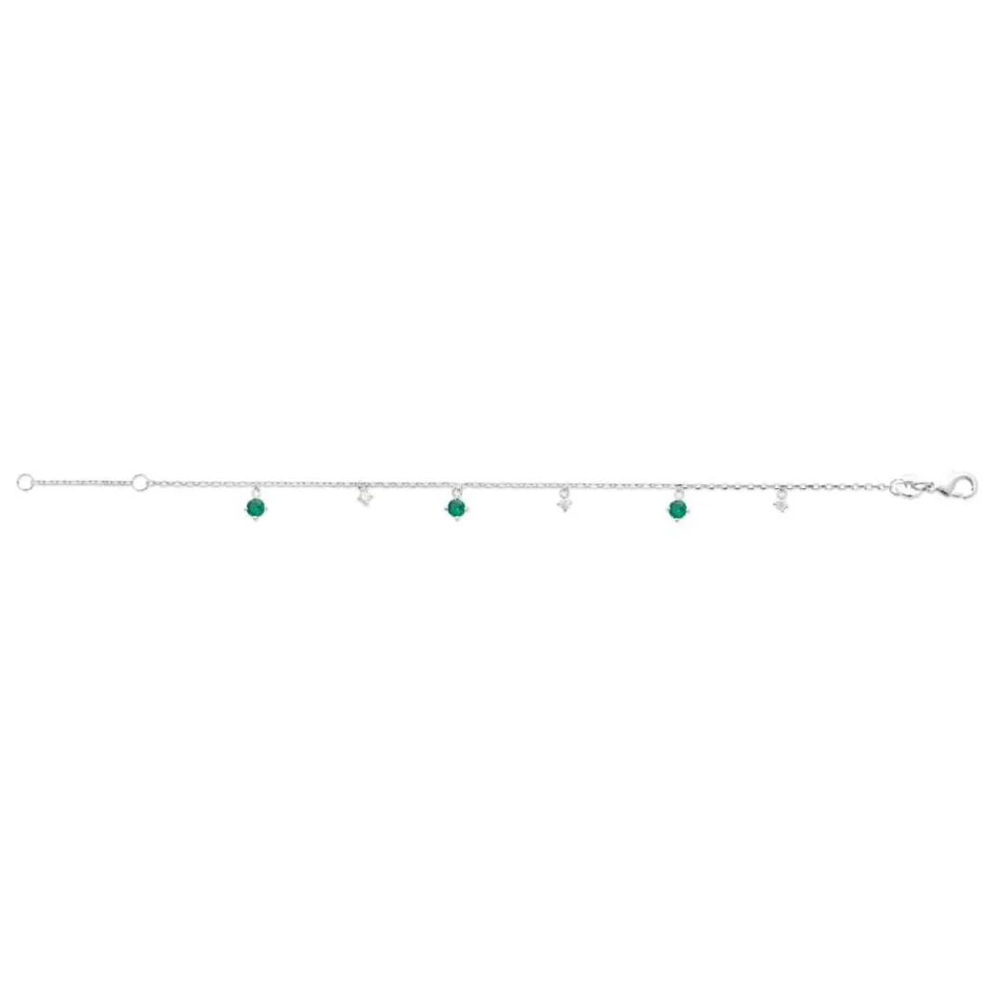 Bracelet femme argent fantaisie pierres vertes Maison de la Bijouterie VW3W46ZV