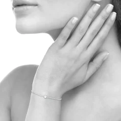 Bracelet femme argent rhodié blanc serti griffe classique - VW3004ZV
