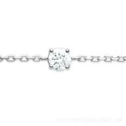 Bracelet femme argent rhodié blanc serti griffe classique - VW3004ZV