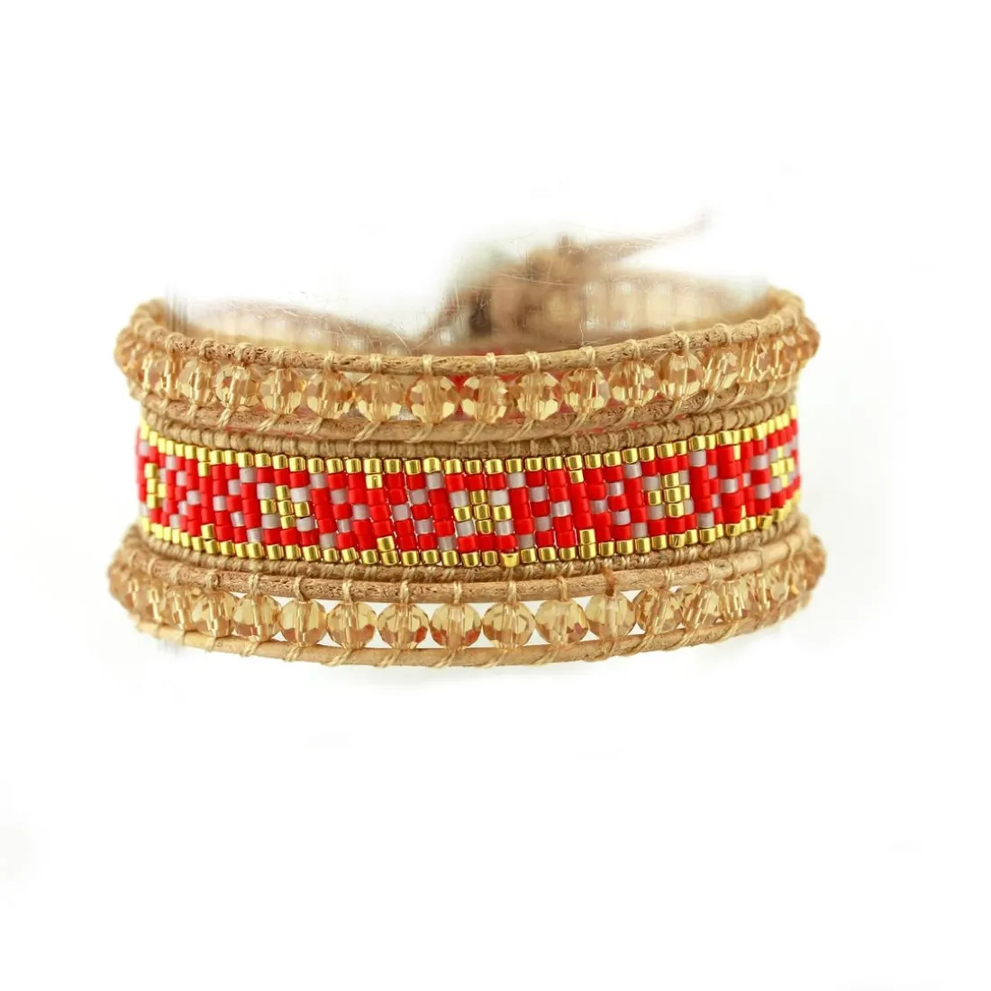Bracelet Femme MYC-Paris - 3EB021 Cuir Métal Rouge