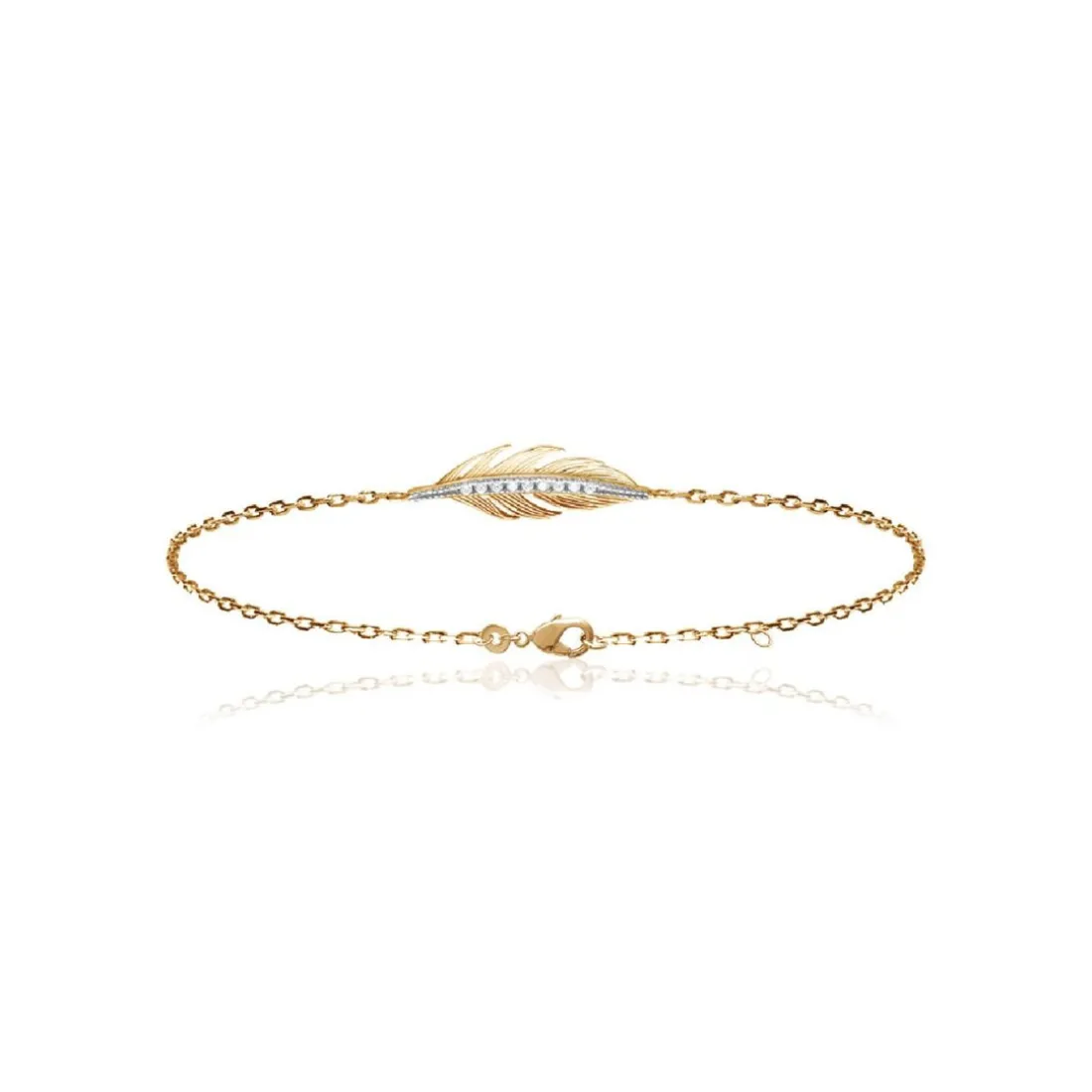 Bracelet femme plaqué or blanc serti griffe - UWZW34ZV