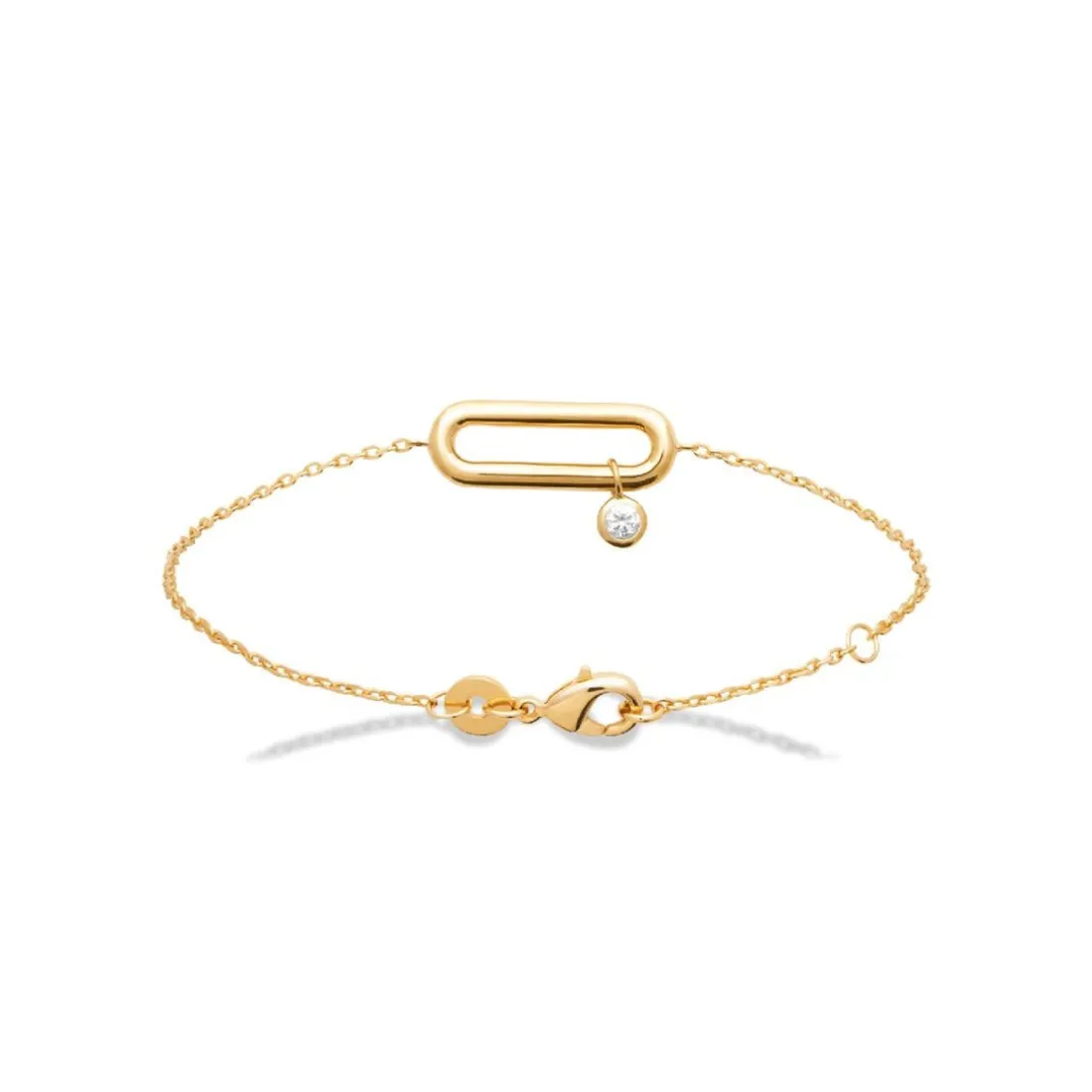 Bracelet femme plaqué or blanc serti clos pampille - UW344ZZV