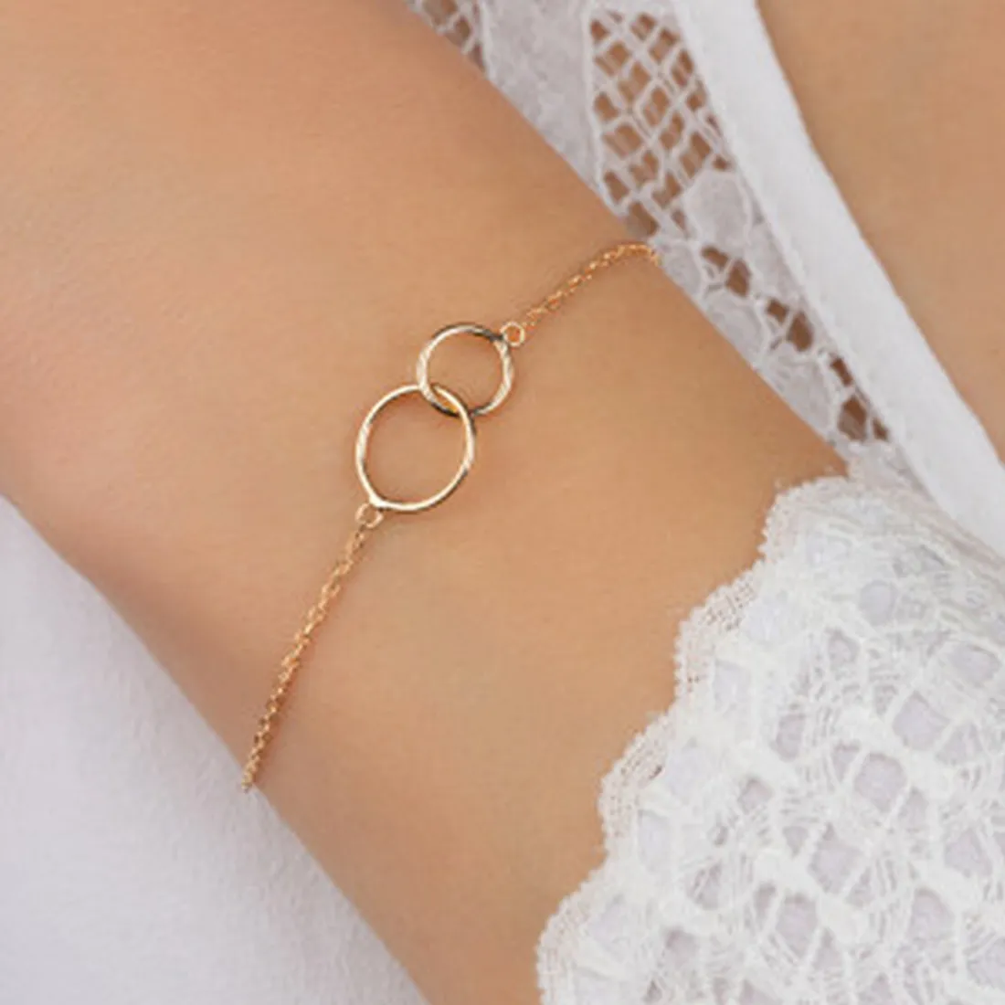 Bracelet femme plaqué or double cercle - UYZ3Y5ZV