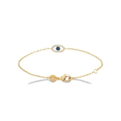 Bracelet femme plaqué or œil pierre bleue Maison de la Bijouterie UW3U5VZV