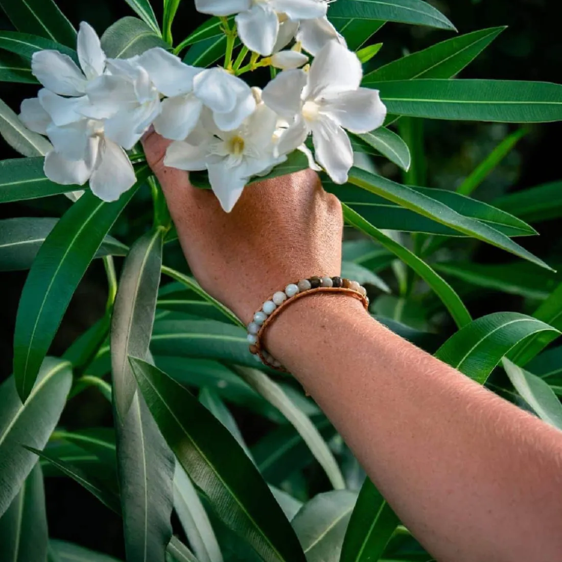 Bracelet Femme Sloya Amazonite et cuir