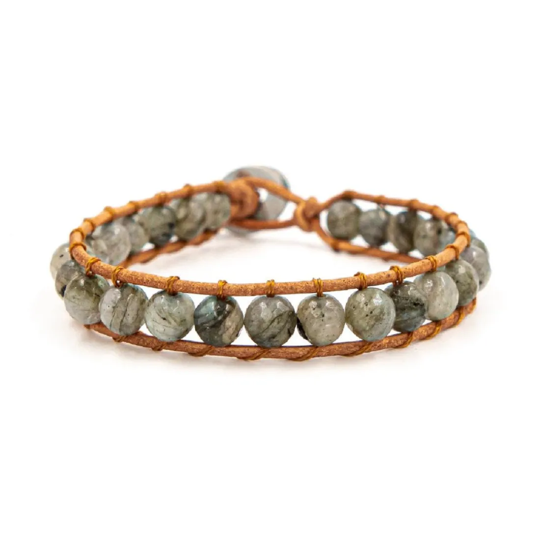 Bracelet Femme Sloya Labradorite et cuir