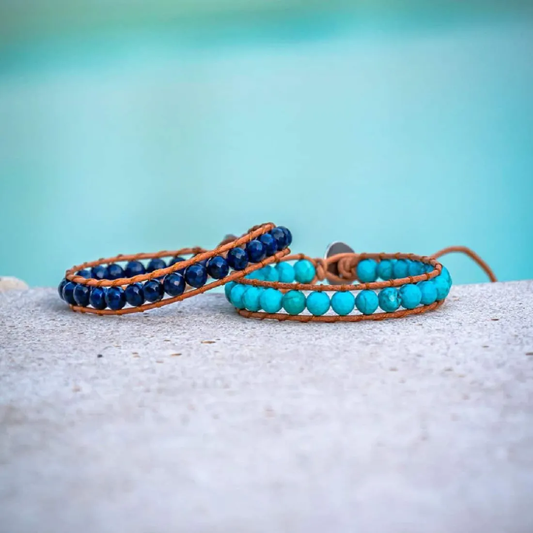 Bracelet Femme Sloya Turquoise et cuir