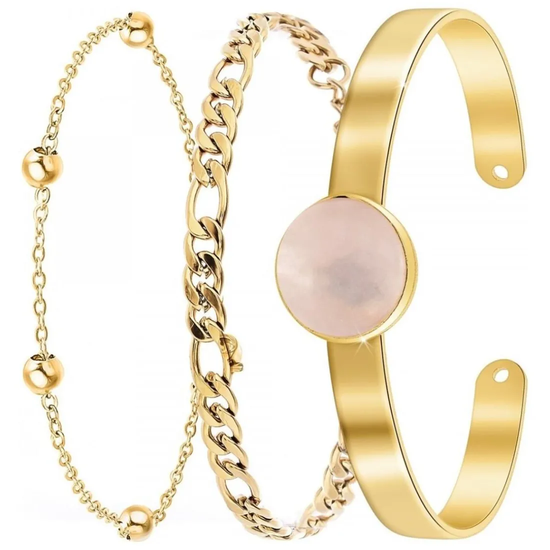 Bracelet Femme So Charm - B2371-DORE+B2384-DORE+B2494-ROSE - Bracelets Mode Dorés