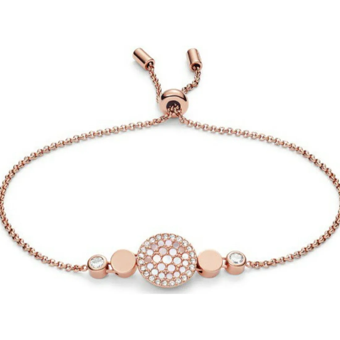 Bracelet Fossil Bijoux JF02905791 - DISQUE NACRÉ DORÉ ROSE Ajustable 16,5 cm Femme