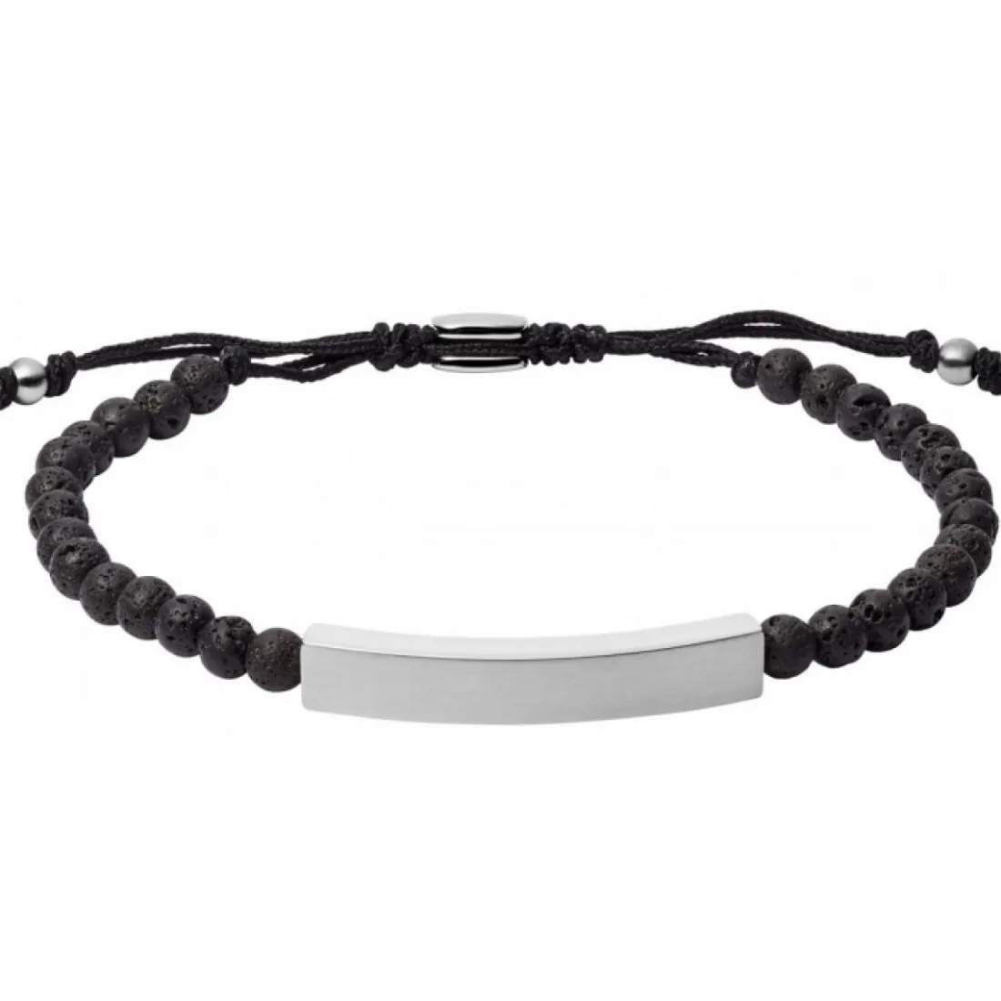 Bracelet Fossil JF03247040 - VINTAGE CASUAL Noir Pierre de lave 17 - 25 cm Acier Homme