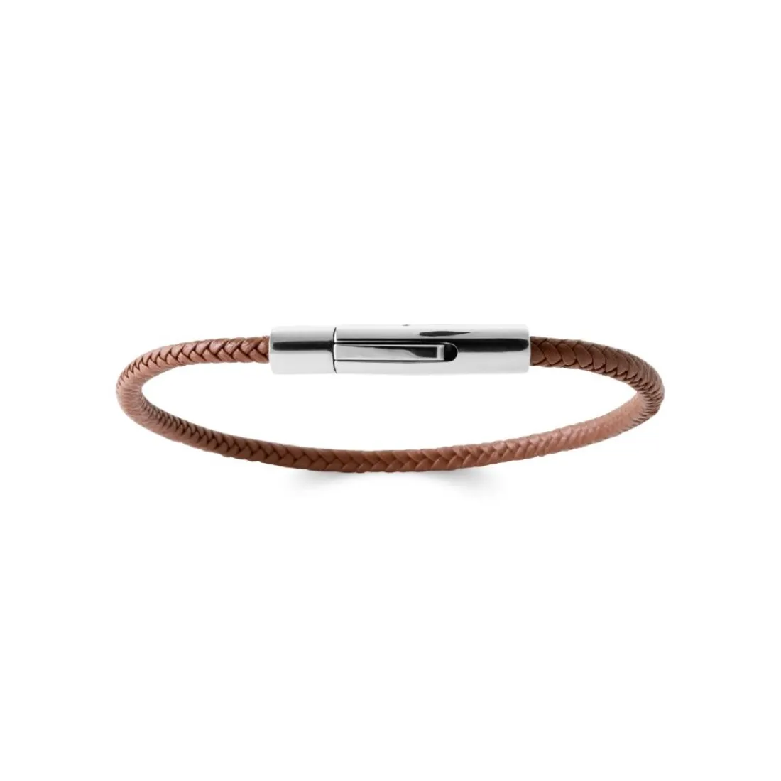 Bracelet Homme acier cuir tressée marron Maison de la Bijouterie 3ZY0UVZU