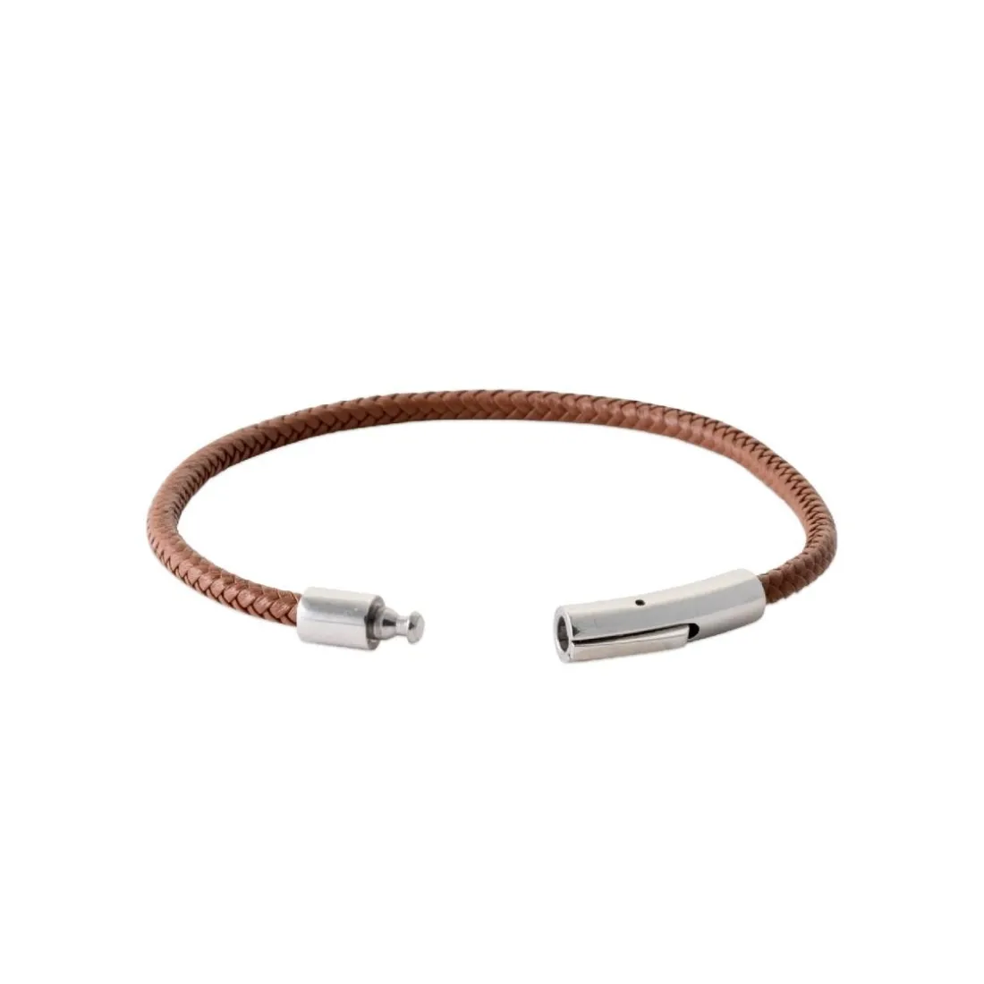 Bracelet Homme acier cuir tressée marron Maison de la Bijouterie 3ZY0UVZU