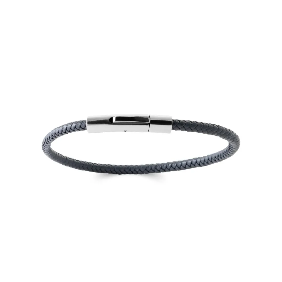 Bracelet Homme acier cuir tressé noir Maison de la Bijouterie 3ZY0U6ZU