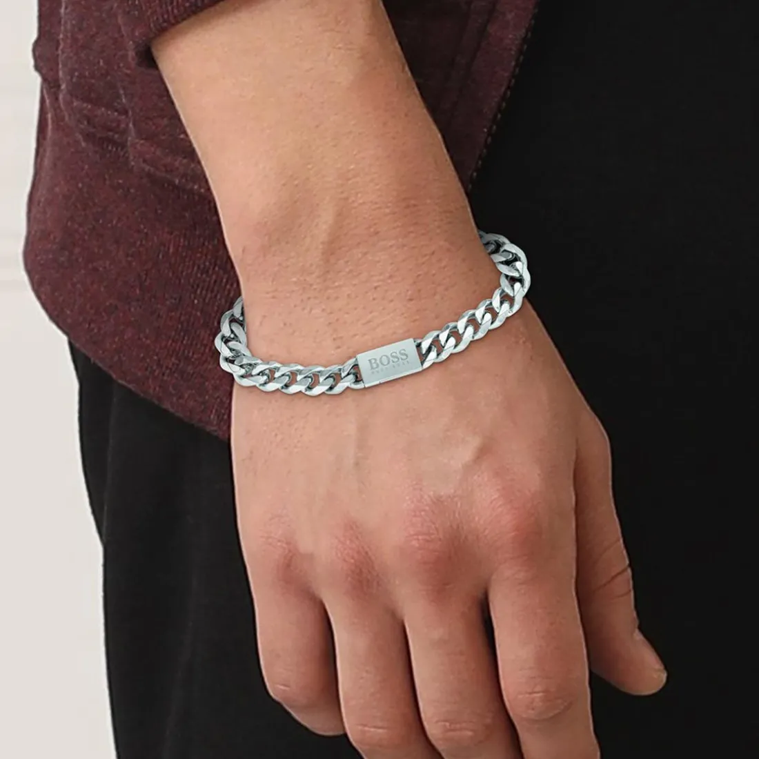 Bracelet Homme Boss Bijoux Chain Link 1580144S - Acier Argent
