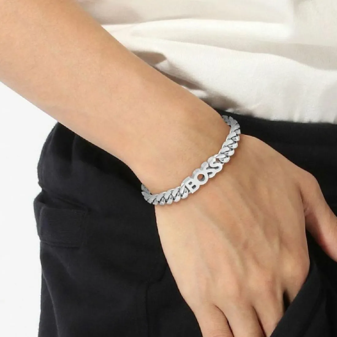 Bracelet Homme Boss Bijoux Kassy - 1580513M Acier Argent