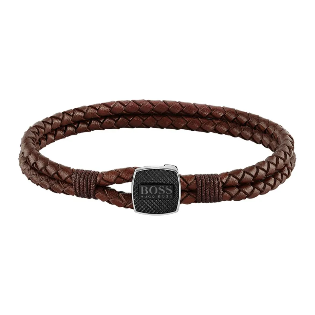 Bracelet Homme Boss Bijoux Seal - 1580048 Cuir, Acier Marron, Noir