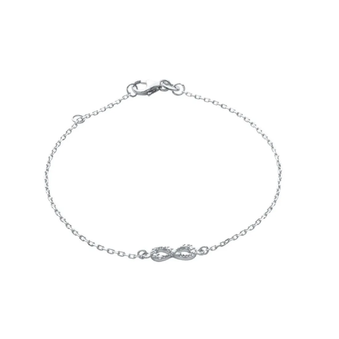 Bracelet Infini femme argent rhodié blanc serti infini griffe - VWZ436ZV