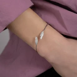 Bracelet Jonc femme fantaisie plume Argent Maison de la Bijouterie WYZ40Y56