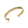 Bracelet jonc femme plaqué or turquoise serti griffe - UWZWUV56