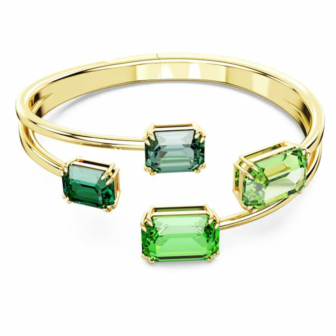Bracelet-jonc Millenia octogonale Vert Placage de ton or