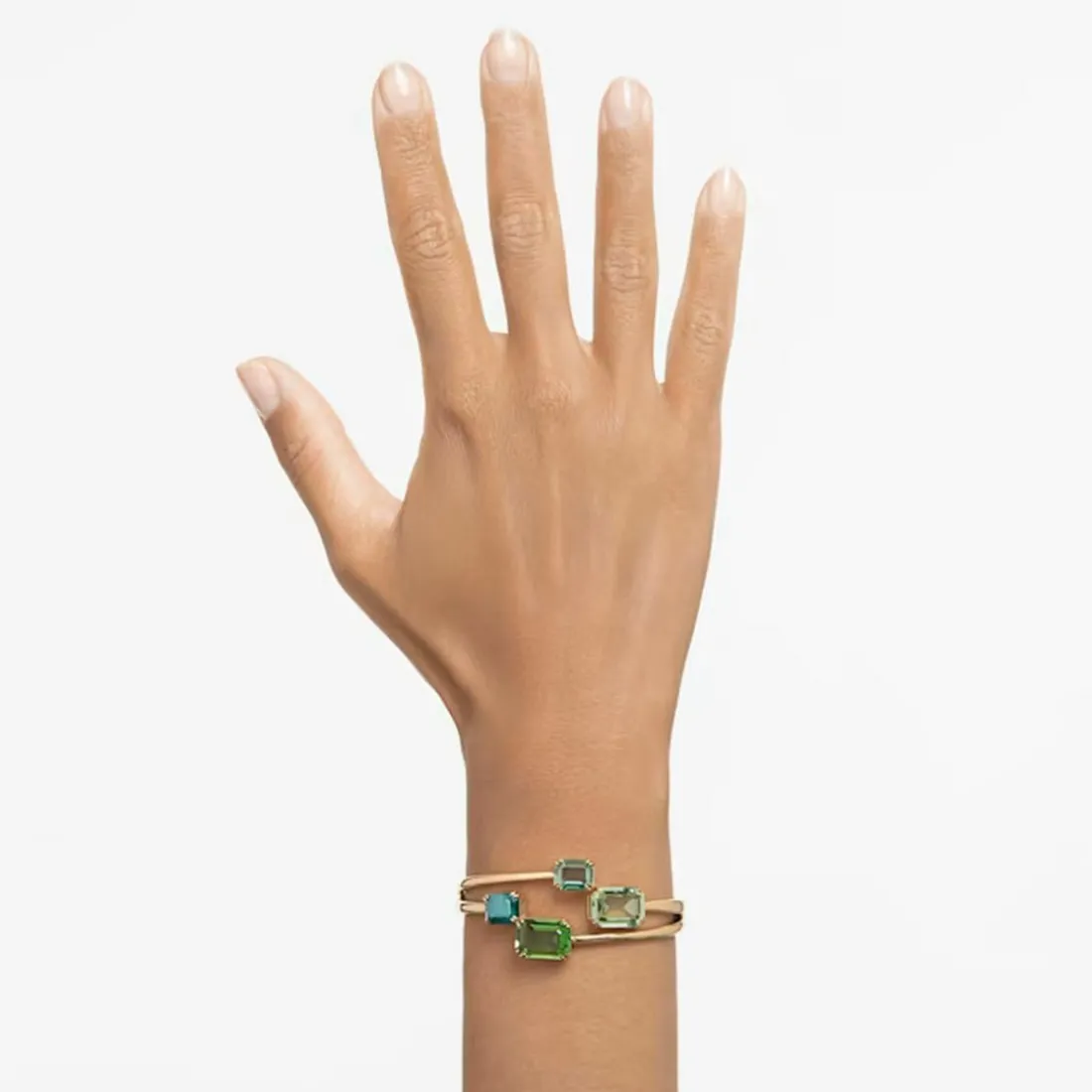 Bracelet-jonc Millenia octogonale Vert Placage de ton or