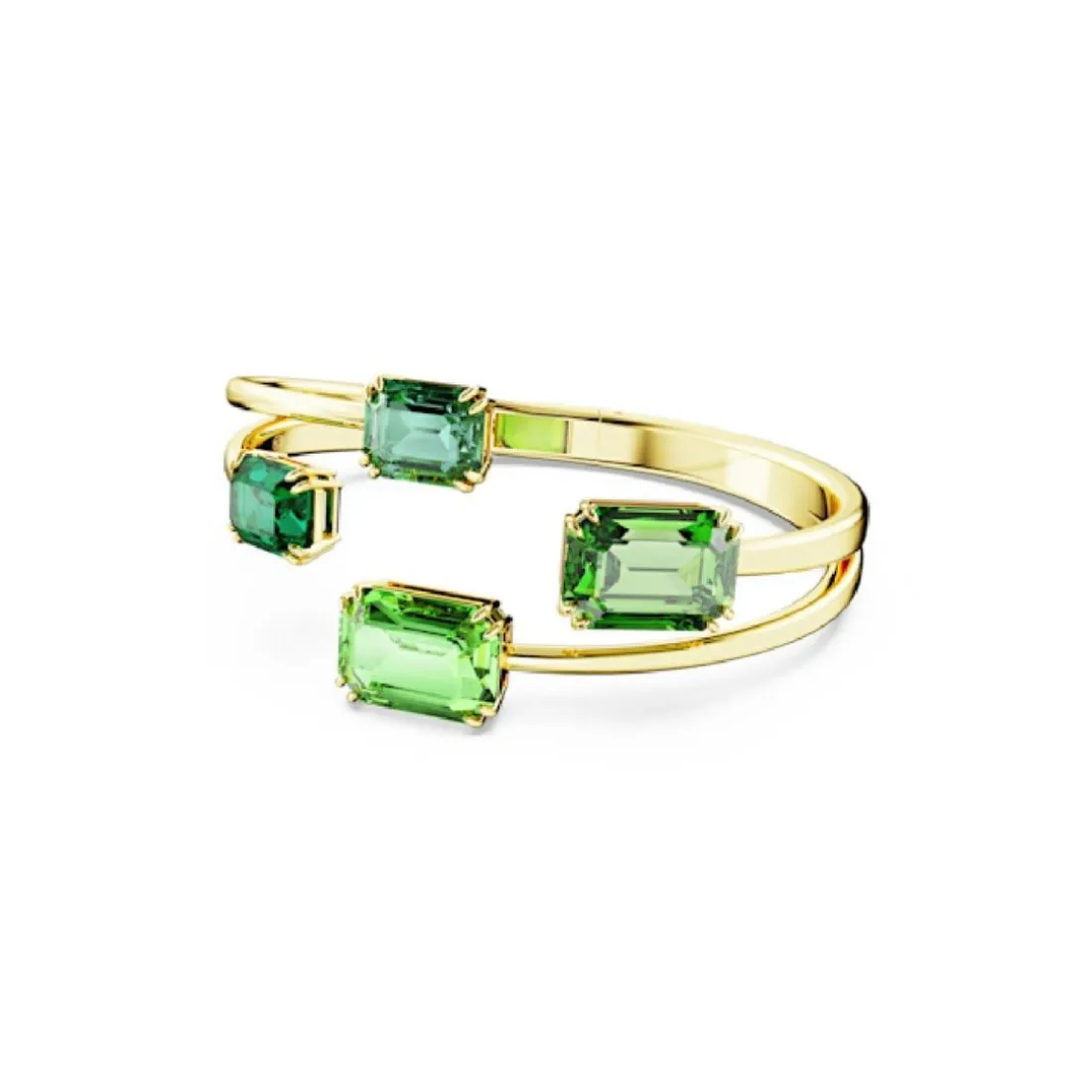 Bracelet-jonc Millenia octogonale Vert Placage de ton or