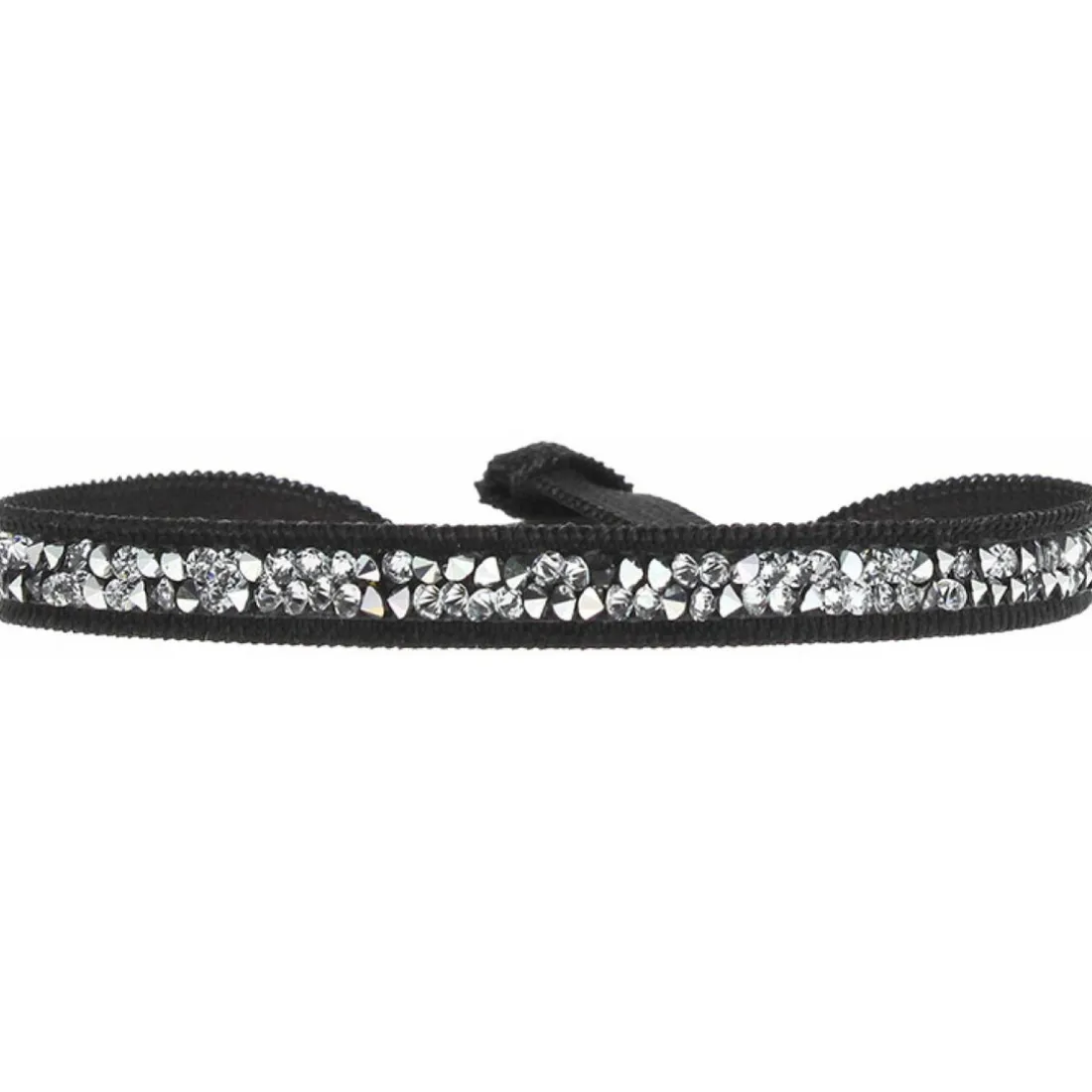 Bracelet Les Interchangeables A24929 - Bracelet Tissu Marron Cristaux de haute qualité Femme