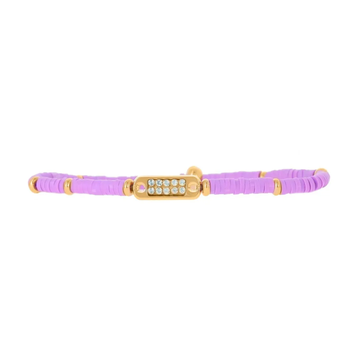 Bracelet Les Interchangeables A58620 - Mini Plaque 2 Rangs Perle Gomme Parme Femme